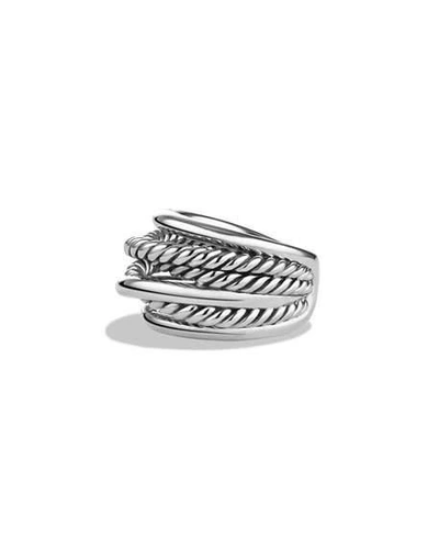 Shop David Yurman Crossover Narrow Ring In Silver