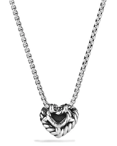 Shop David Yurman Chatelaine Heart Pendant Necklace With Diamonds In White/silver