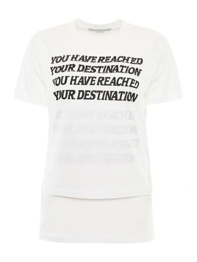 Shop Stella Mccartney Destination Print T-shirt In Pure White Black|bianco