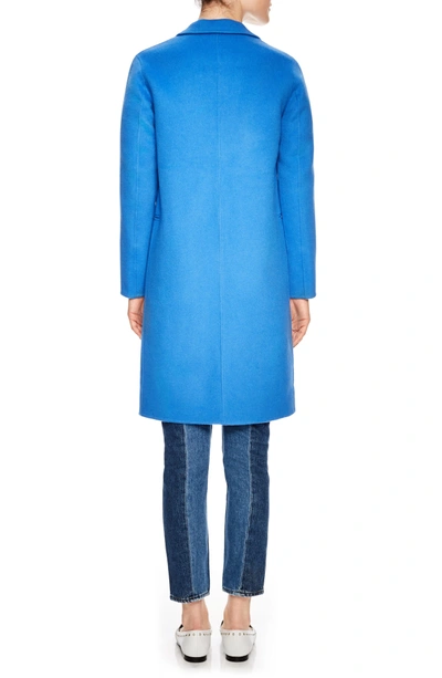 Shop Sandro Bleu Cerulean Wool Walking Coat In Cerulean Blue