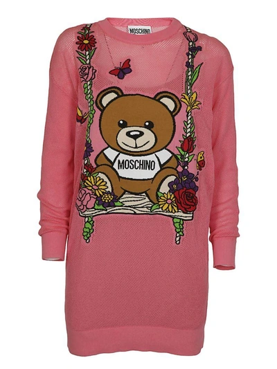 Shop Moschino Teddy Bear Dress In Pink