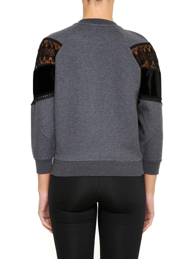 Shop Stella Mccartney Sweatshirt With Inserts In Charcoalgrigio