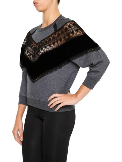 Shop Stella Mccartney Sweatshirt With Inserts In Charcoalgrigio