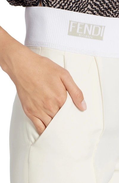 Shop Fendi Wool & Silk Gazar Crop Pants In White
