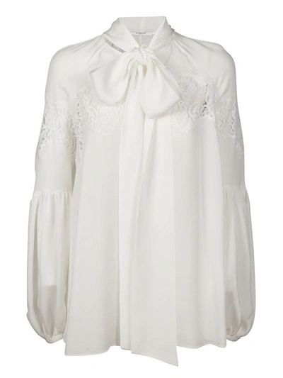 Shop Givenchy Lace Panel Balloon Sleeve Blouse In White