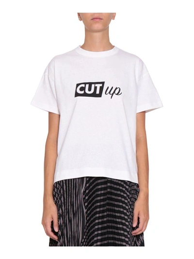 Shop Sacai Cut-up Cotton T-shirt In Bianco