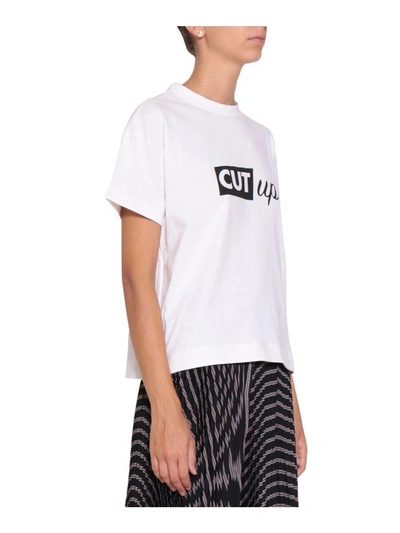 Shop Sacai Cut-up Cotton T-shirt In Bianco