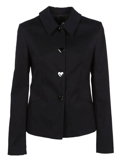 Shop Love Moschino Heart Button Jacket In Black