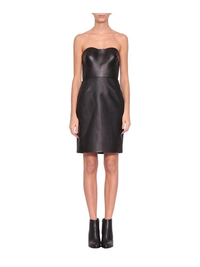 Shop Alexander Wang Bustier Leather Dress In Nero