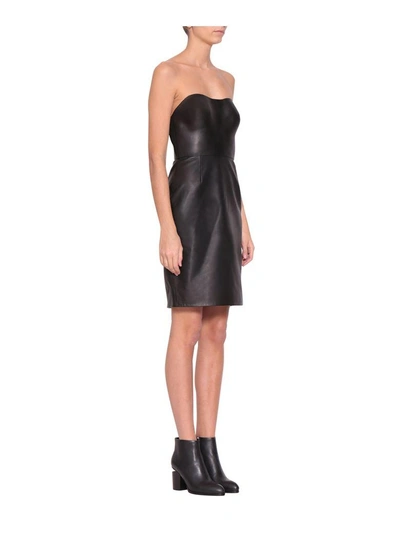 Shop Alexander Wang Bustier Leather Dress In Nero