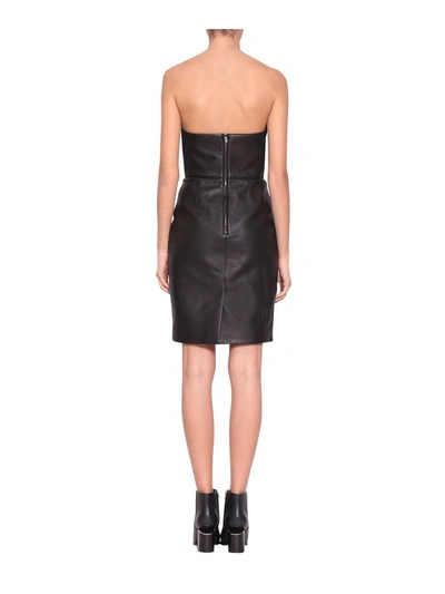 Shop Alexander Wang Bustier Leather Dress In Nero
