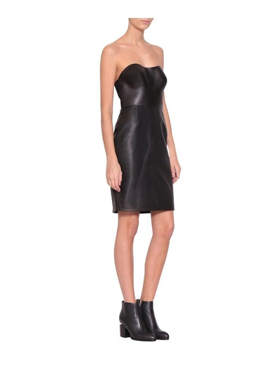 Shop Alexander Wang Bustier Leather Dress In Nero