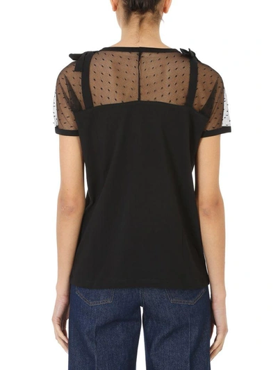 Shop Red Valentino Tulle Panel T-shirt In Black