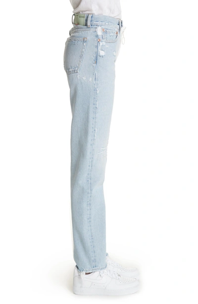 Shop Off-white Distressed Straight Leg Jeans In Bleach/ White