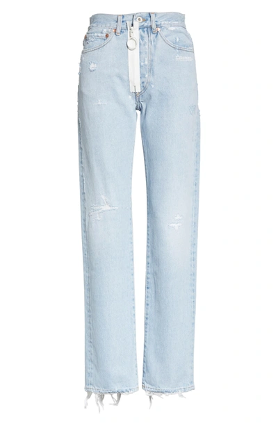 Shop Off-white Distressed Straight Leg Jeans In Bleach/ White
