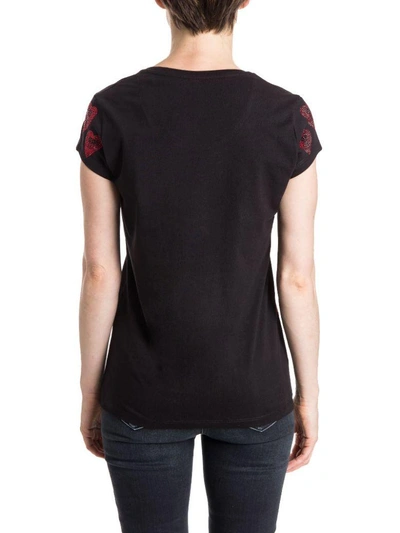 Shop Philipp Plein Balinary White Cotton T-shirt In Black - Red