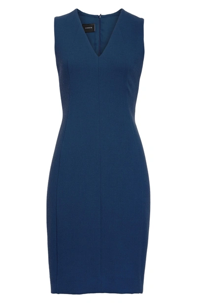 Shop Akris Double Face Wool Crepe Sheath Dress In Atlantic