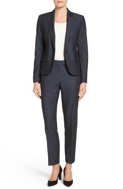 Shop Anne Klein Twill One-button Jacket In Indigo Twill