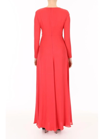 Shop Giorgio Armani Long Silk Dress In Rosso (red)
