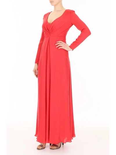 Shop Giorgio Armani Long Silk Dress In Rosso (red)