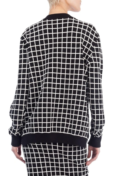 Shop Akris Punto Grid Knit Bomber Jacket In Black/ Cream