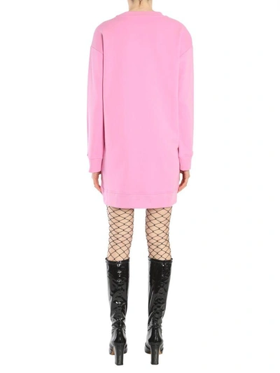 Shop Moschino Cotton Sweatshirt Dress In Rosa
