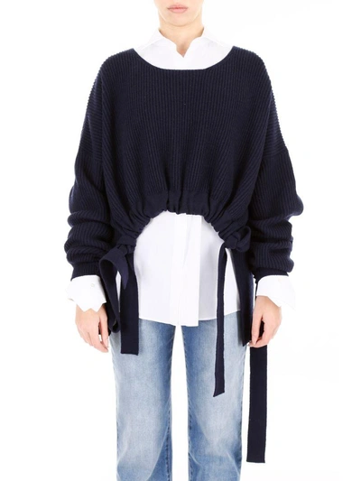 Shop Stella Mccartney Pull With Gathered Ties In Inkblu