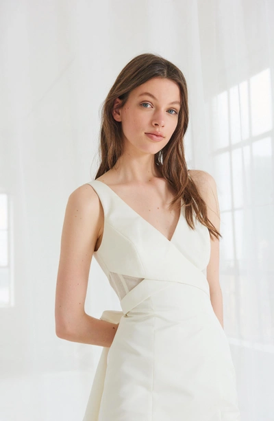 Shop Amsale Cooper Fit & Flare Gown With Detachable Train In Ivory