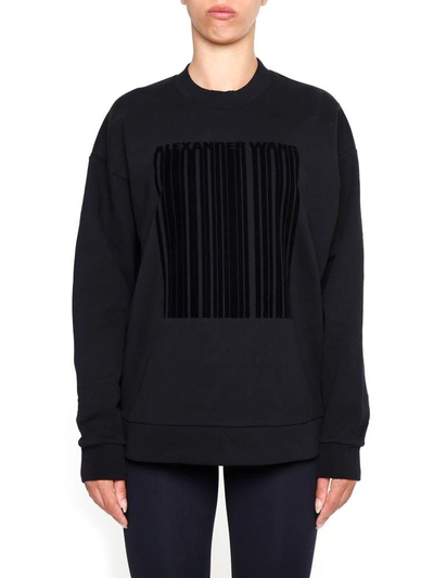 Shop Alexander Wang Oversized Barcode Sweatshirt In Onyx|nero