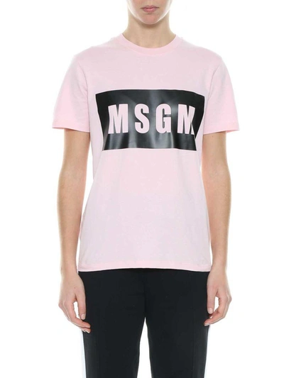 Shop Msgm Logo T-shirt In Rosa Chiaro
