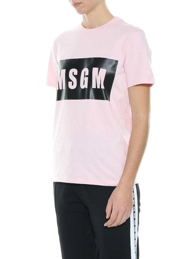 Shop Msgm Logo T-shirt In Rosa Chiaro