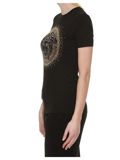 Shop Versace Medusa Studded T-shirt In Black