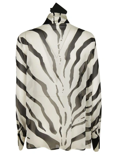 Shop Lanvin Zebra Print Shirt In Ecru