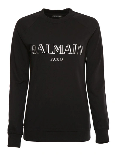 Shop Balmain Logo Print Sweatshirt In Noirnero