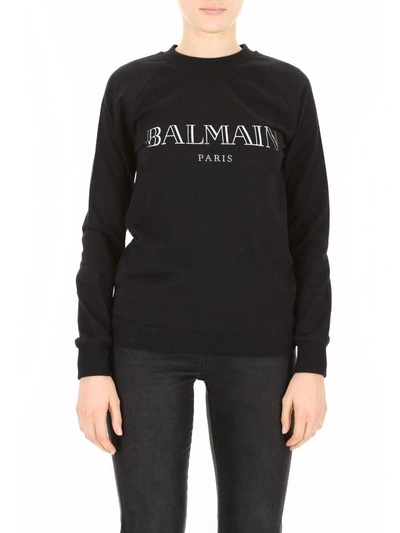 Shop Balmain Logo Print Sweatshirt In Noirnero