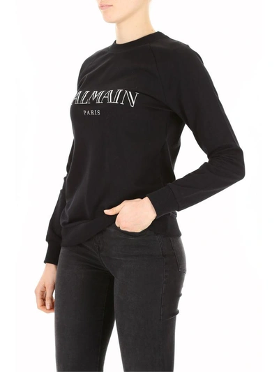 Shop Balmain Logo Print Sweatshirt In Noirnero