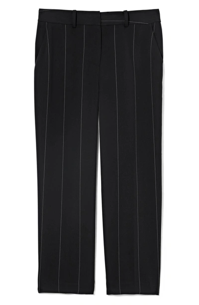 Shop Vince Camuto Wide Chalk Stripe Crop Pants In Rich Black