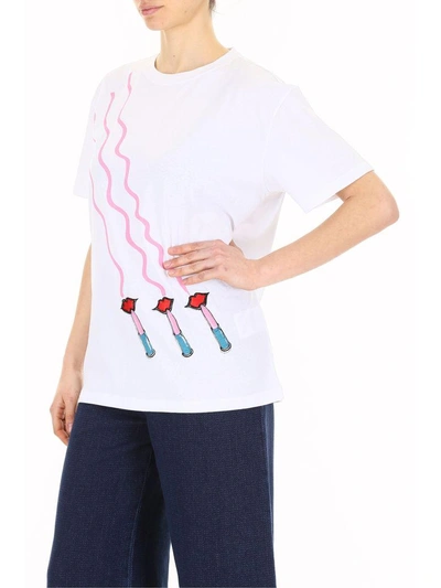 Shop Valentino Lipstick Print T-shirt In Bianco|bianco