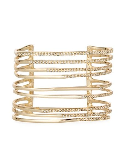 Shop Alexis Bittar Multi-row Golden Crystal Origami Cuff Bracelet