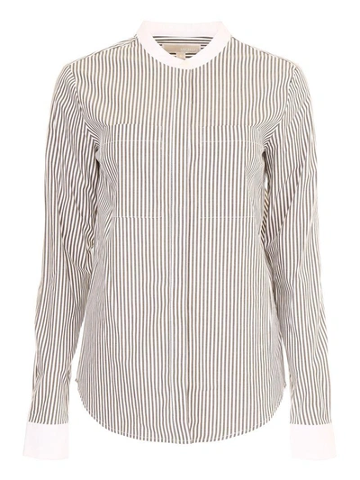 Shop Michael Michael Kors Striped Poplin Shirt In Ivy (white)