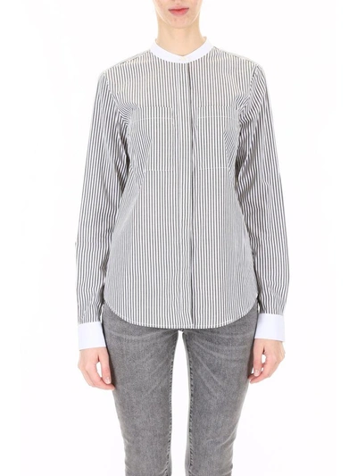 Shop Michael Michael Kors Striped Poplin Shirt In Ivy (white)