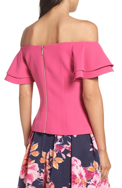 Eliza J Off The Shoulder Top In Fuchsia