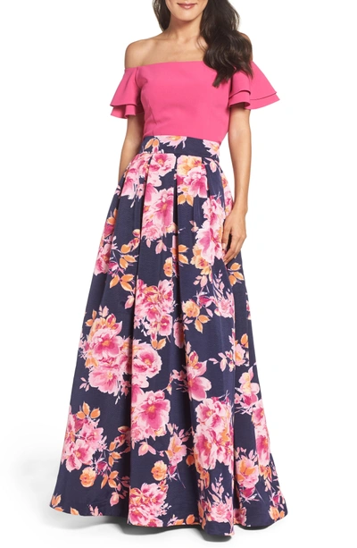Eliza J Off The Shoulder Top In Fuchsia