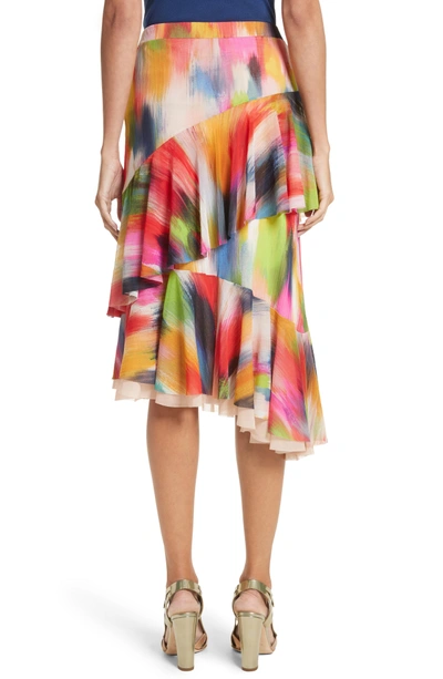 Shop Fuzzi Ruffle Print Tulle Midi Skirt In Multicolor