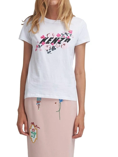 Shop Kenzo White T-shirt With Hawaiian Graphic