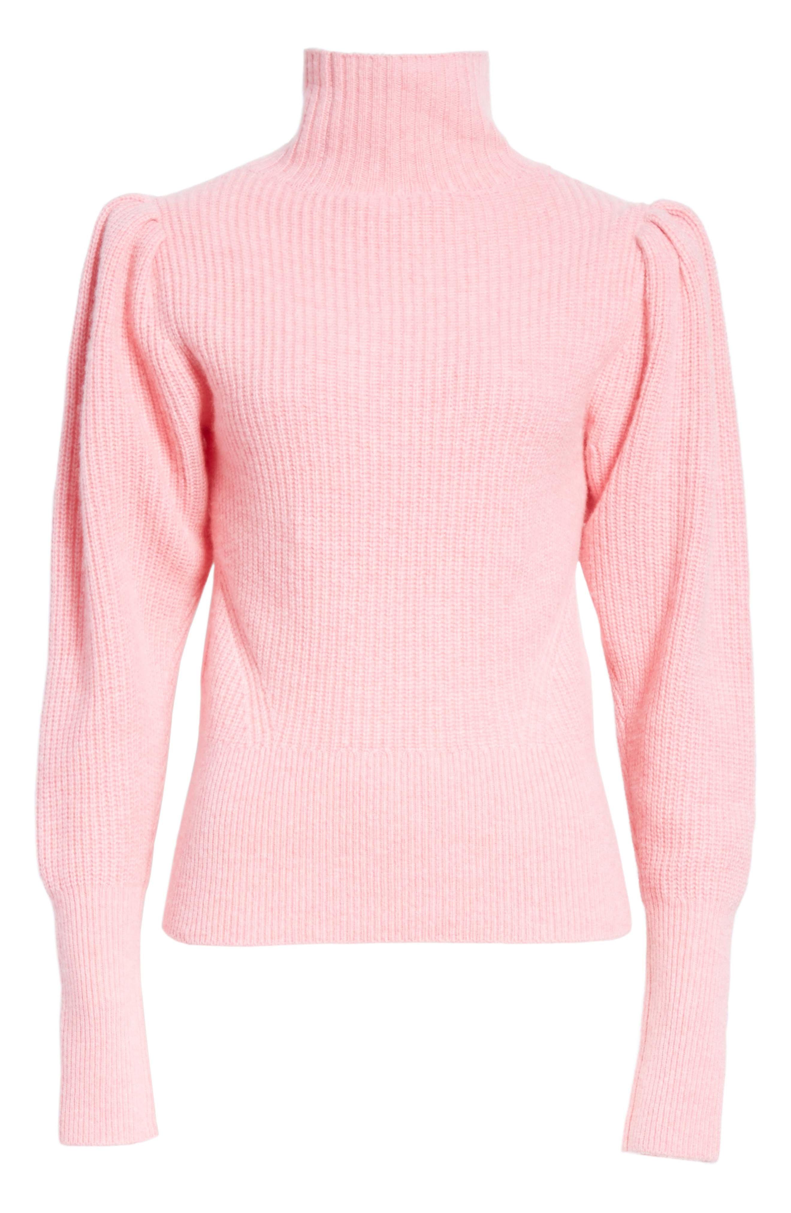 frame-wool-cashmere-puff-sleeve-turtleneck-sweater-in-spanish-pink