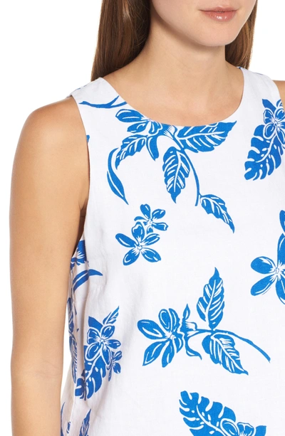 Shop Tommy Bahama Hibiscus Hiatus Reverse Hem Shift Dress In White/ Cobalt