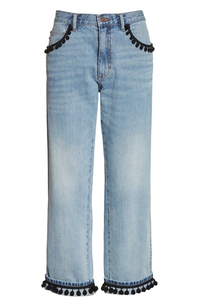 Shop Marc Jacobs Pom Trim Crop Jeans In Vintage Indigo