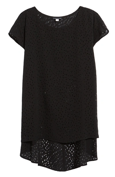 Shop Eileen Fisher Cutwork Silk Top In Black