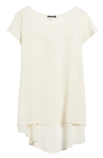 Shop Eileen Fisher Cutwork Silk Top In Bone